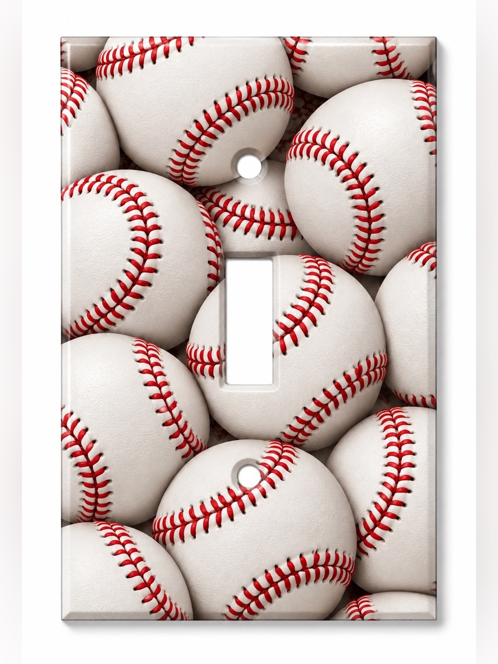 Baseball Light Switch Cover Boys Kids Room Sports Red Stitch Wall Plate